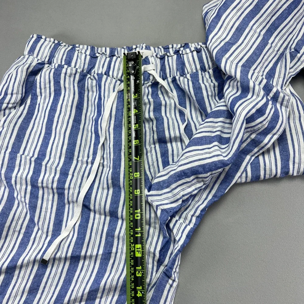 LOFT Pants Womens MT Multi Striped High Rise Tapered Leg Cuffed Hem Drawstring